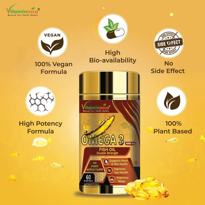 Omega 3 + Black Garlic Combo: Heart Health and Immune Support - 120 Capsules - vitaminnicahealthcare