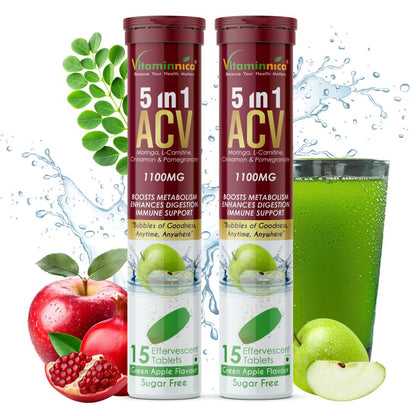 Vitaminnica ACV Moringa 5-in-1- 15 Effervescent Tablets – Ultimate Detox & Metabolism Booster | - Vitaminnica Healthcare