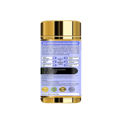 Vitaminnica Boswellia Serrata 2500mg (5:1 Extract) | 60 Vegan Capsules- 2 Months Supply | 85% Standardised Boswellic Acid, Indian Frankincense | Anti-inflammatory - Vitaminnica Healthcare