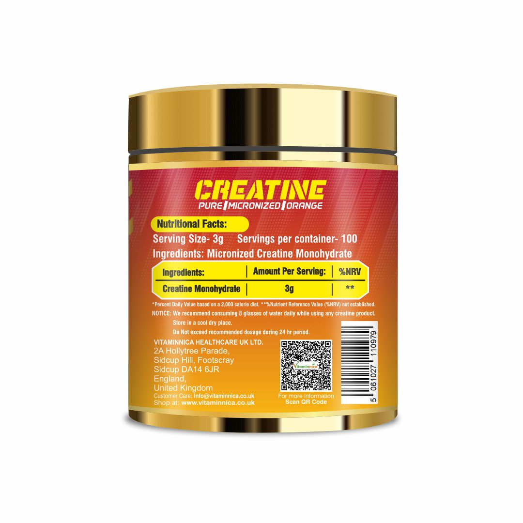 Vitaminnica 100% Pure Creatine Monohydrate Powder for Performance and Muscle Power | 100 Servings- 300g - Vitaminnica Healthcare
