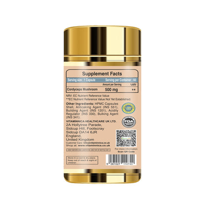 Vitaminnica Cordyceps Mushroom- 60 Capsules - Vitaminnica Healthcare