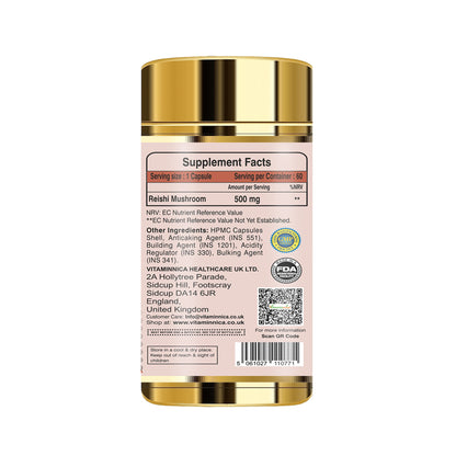 Vitaminnica Reishi Mushroom- 60 Capsules - Vitaminnica Healthcare
