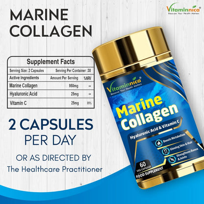 Vitaminnica Marine Based Collagen-  Skin, Hair, Nails, Bones & Joints | 60 Capsules - Vitaminnica Healthcare