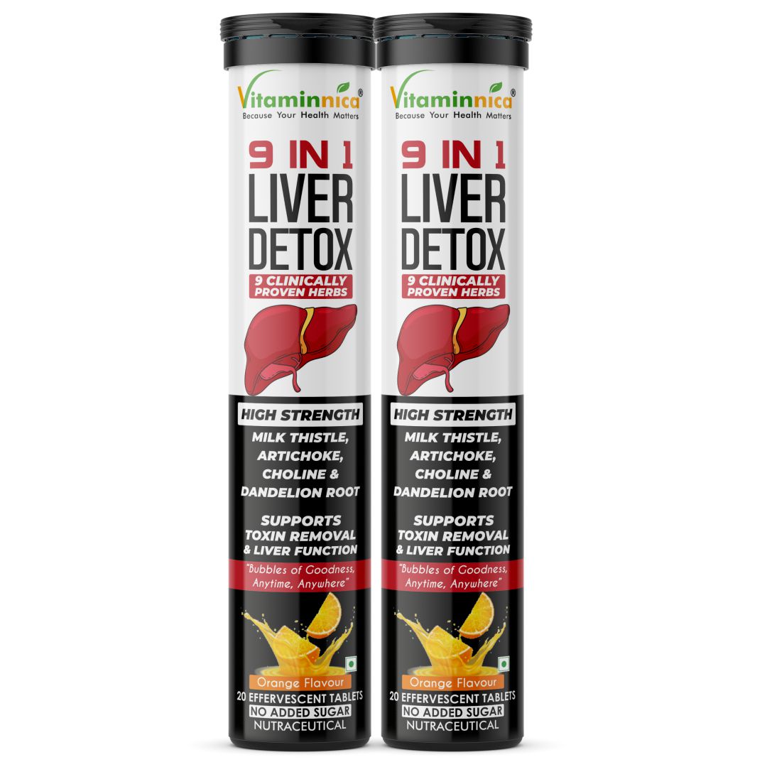 Vitaminnica 9-in-1 Liver Detox Effervescent Tablets – Advanced Liver Cleanse- 20 Effervescent Tablets - Vitaminnica Healthcare