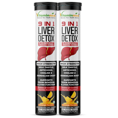 Vitaminnica 9-in-1 Liver Detox Effervescent Tablets – Advanced Liver Cleanse- 20 Effervescent Tablets - Vitaminnica Healthcare