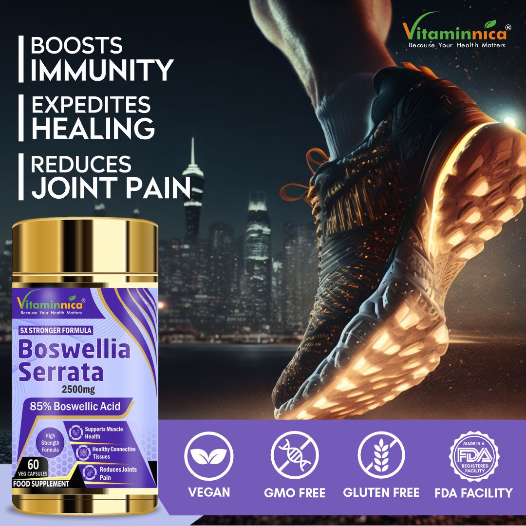 Vitaminnica Boswellia Serrata 2500mg (5:1 Extract) | 60 Vegan Capsules- 2 Months Supply | 85% Standardised Boswellic Acid, Indian Frankincense | Anti-inflammatory - Vitaminnica Healthcare