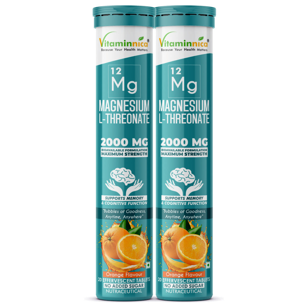 Vitaminnica Magnesium L-Threonate- 20 Effervescent Tablets – Brain Health, Memory & Focus Support Supplement - Vitaminnica Healthcare