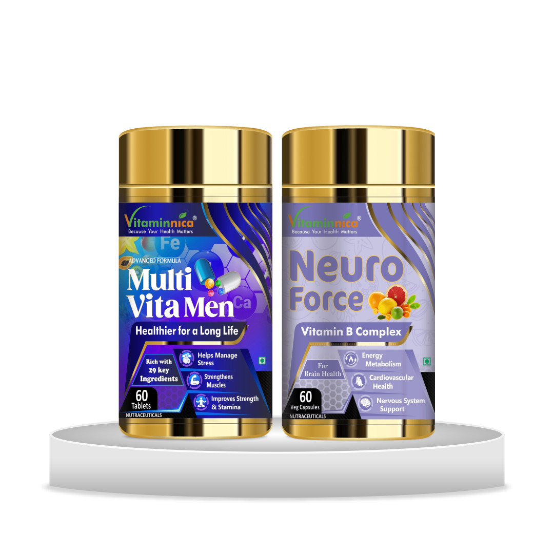 Multivita Men + Neuro Force Combo: Cognitive Health and Mental Focus for Men - 120 Capsules - vitaminnicahealthcare