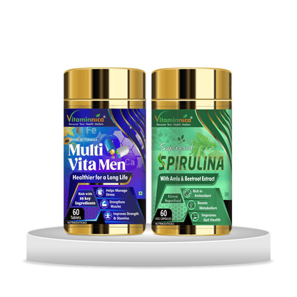 Multivita Men + Spirulina Combo: Nutritional Support and Energy for Men - 120 Capsules - vitaminnicahealthcare