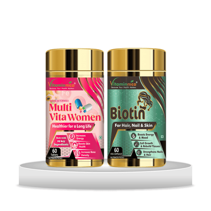 Multivita Women + Biotin Combo: Hair, Skin, and Nail Health for Women - 120 Capsules - vitaminnicahealthcare