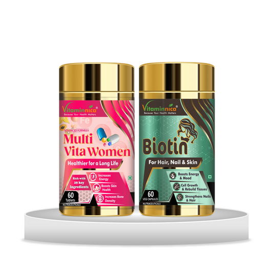 Multivita Women + Biotin Combo: Hair, Skin, and Nail Health for Women - 120 Capsules - vitaminnicahealthcare