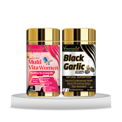 Multivita Women + Black Garlic Combo: Heart Health and Immune Support for Women - 120 Capsules - vitaminnicahealthcare