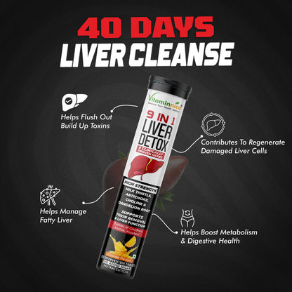 Vitaminnica 9-in-1 Liver Detox Effervescent Tablets – Advanced Liver Cleanse- 20 Effervescent Tablets - Vitaminnica Healthcare