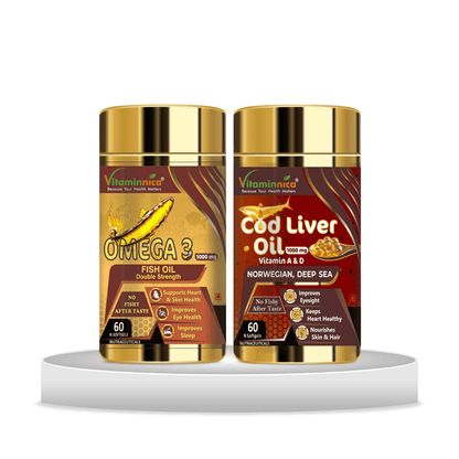 Omega 3 + COD Liver Oil Combo: Essential Omega-3 and Liver Health - 120 Softgels - vitaminnicahealthcare