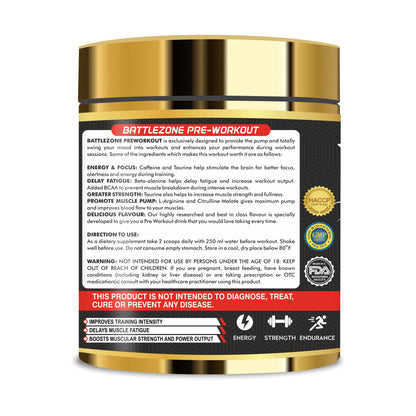Vitaminnica Battle Zone Pre Workout- 240gms 30 Servings - Vitaminnica Healthcare