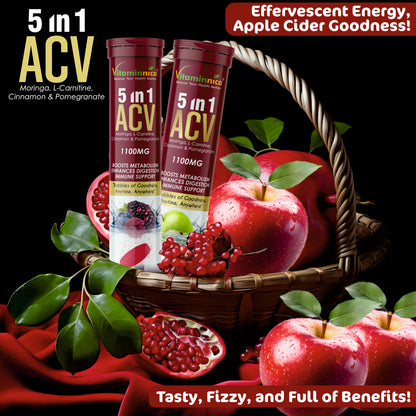 Vitaminnica ACV Moringa 5-in-1- Buy 1 Get 3 Free– Ultimate Detox & Metabolism Booster- 15 Effervescent Tablets | Green Apple Flavour - Vitaminnica Healthcare