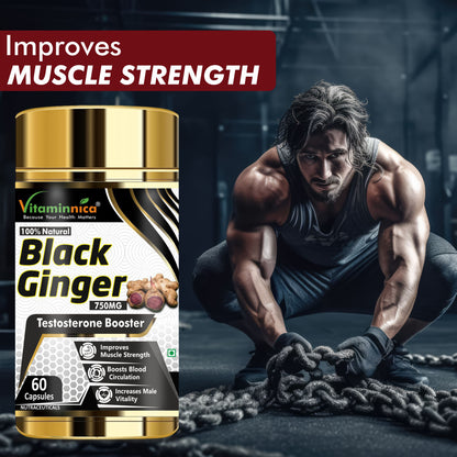 Vitaminnica Black Ginger- 60 Capsules for Men & Women | Energy Boost, Anti-Inflammatory Properties - Vitaminnica Healthcare