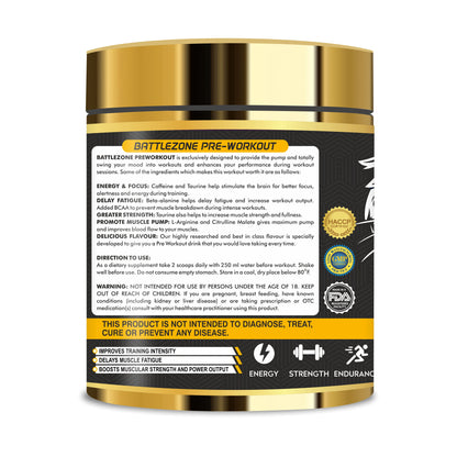 Vitaminnica Battle Zone Pre Workout- 240gms 30 Servings - Vitaminnica Healthcare