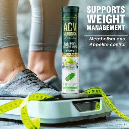 Vitaminnica ACV Moringa Effervescent- 15 Tablets | Supports Digestion, Detox & Weight Management - Vitaminnica Healthcare