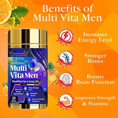 Multivita Men + Biotin Combo: Hair, Skin, and Nail Health for Men - 120 Capsules - vitaminnicahealthcare
