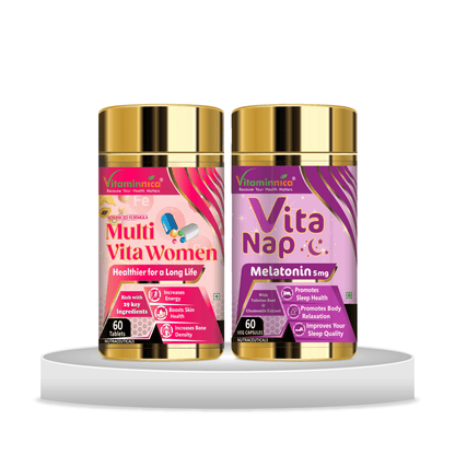 Multivita Women + Vita Nap (Melatonin) Combo: Sleep Support and Relaxation for Women - 120 Capsules - vitaminnicahealthcare