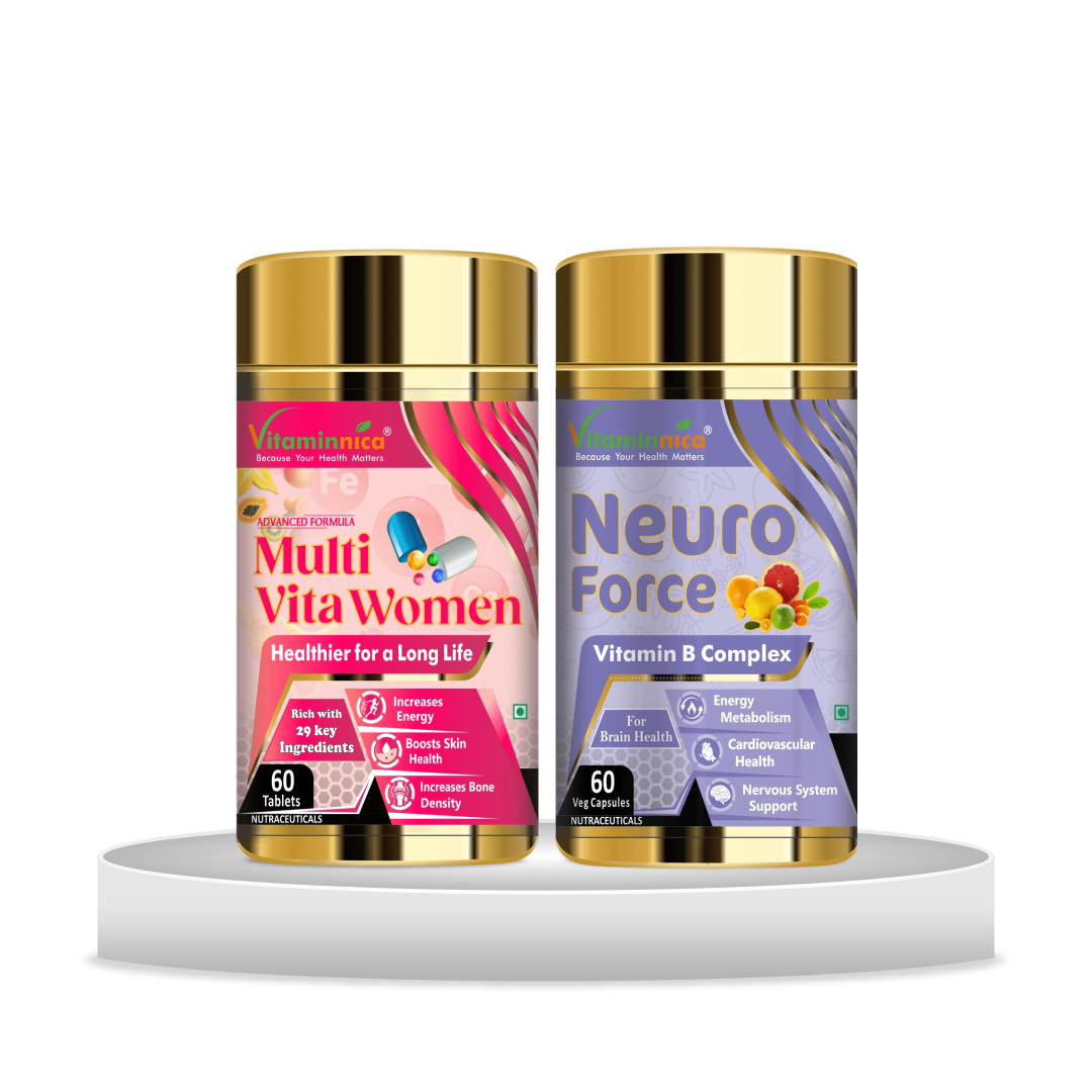 Multivita Women + Neuro Force Combo: Cognitive Health and Mental Focus for Women - 120 Capsules - vitaminnicahealthcare