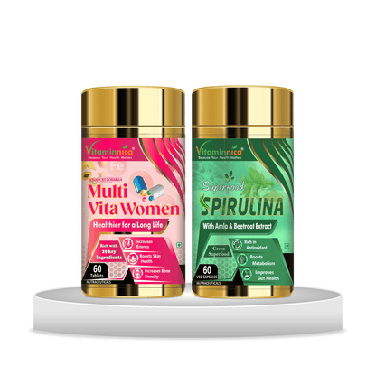 Multivita Women + Spirulina Combo: Nutritional Support and Energy for Women - 120 Capsules - vitaminnicahealthcare