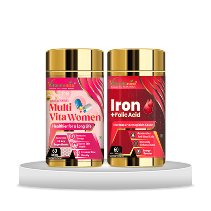 Multivita Women + Iron+Folic Acid Combo: Nutritional Support for Women's Health - 120 Capsules - vitaminnicahealthcare