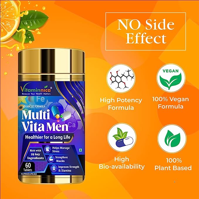 Multivita Men + Biotin Combo: Hair, Skin, and Nail Health for Men - 120 Capsules - vitaminnicahealthcare