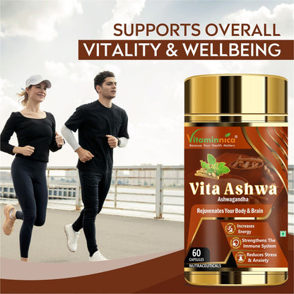 Vitaminnica Vita Ashwa- Ashwagandha 500mg- Rejuvenates your Body- 60 Capsules - Vitaminnica Healthcare