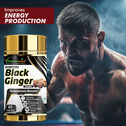Vitaminnica Black Ginger- 60 Capsules for Men & Women | Energy Boost, Anti-Inflammatory Properties - Vitaminnica Healthcare