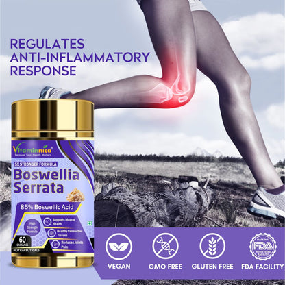Vitaminnica Boswellia Serrata 2500mg (5:1 Extract) | 60 Vegan Capsules- 2 Months Supply | 85% Standardised Boswellic Acid, Indian Frankincense | Anti-inflammatory - Vitaminnica Healthcare