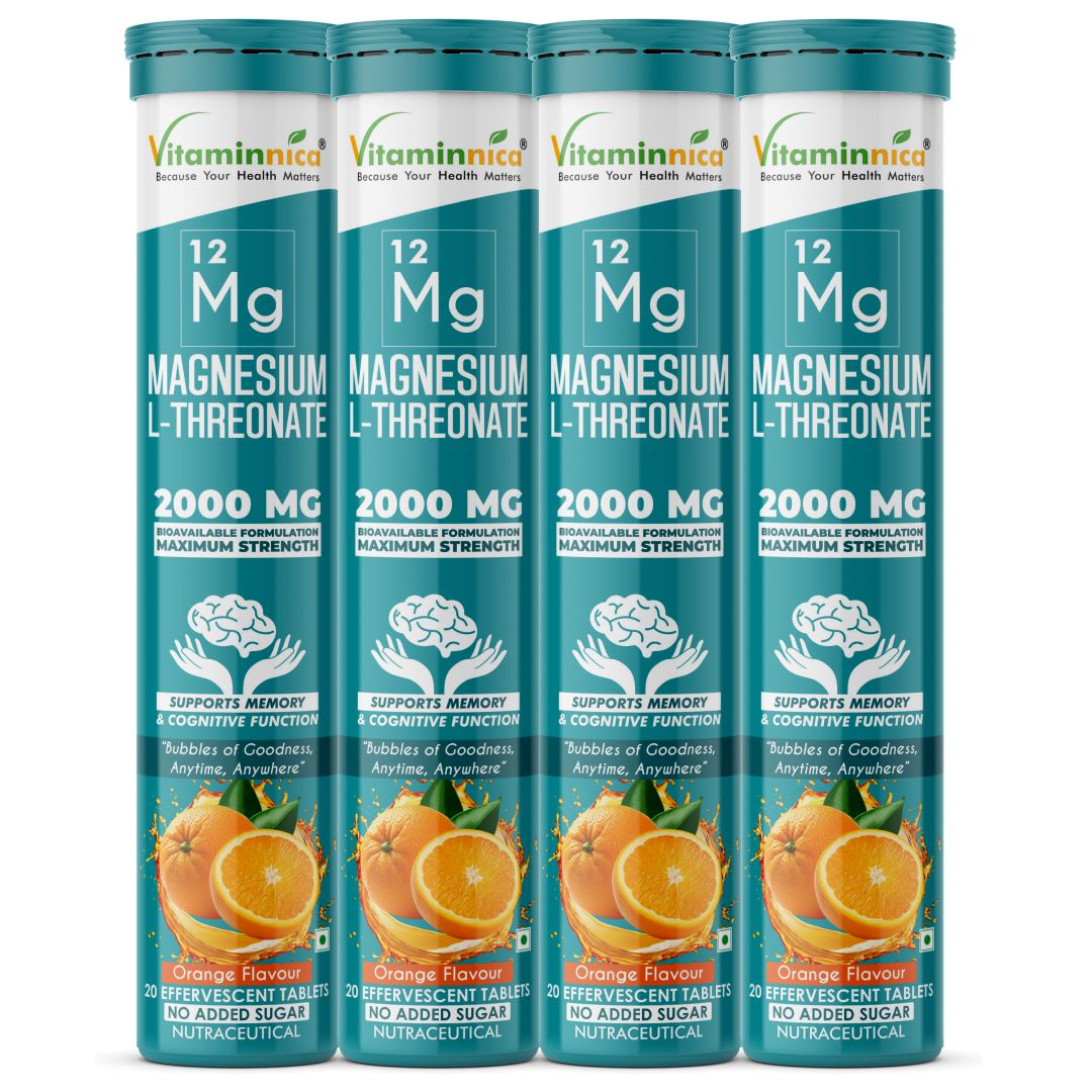 Vitaminnica Magnesium L-Threonate- 20 Effervescent Tablets – Brain Health, Memory & Focus Support Supplement - Vitaminnica Healthcare