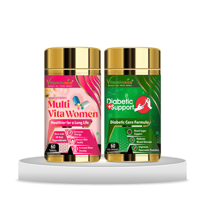 Multivita Women + Diabetic Support Combo: Blood Sugar Balance and Energy Support for Women - 120 Capsules - vitaminnicahealthcare