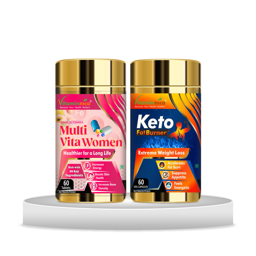 Multivita Women + Keto Fat Burner Combo: Ketogenic Support and Fat Burning for Women - 120 Capsules - vitaminnicahealthcare