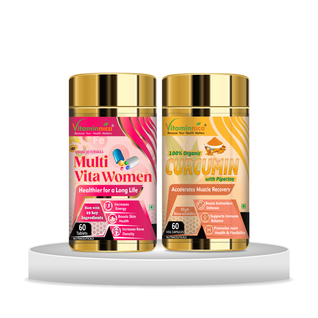 Multivita Women + Curcumin Combo: Joint and Inflammatory Health for Women - 120 Capsules - vitaminnicahealthcare