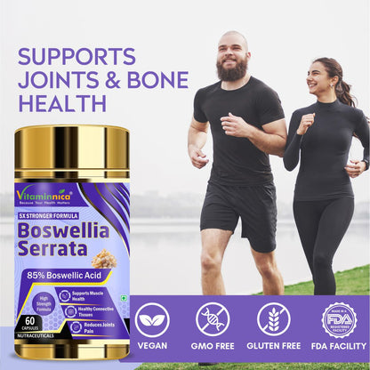 Vitaminnica Boswellia Serrata 2500mg (5:1 Extract) | 60 Vegan Capsules- 2 Months Supply | 85% Standardised Boswellic Acid, Indian Frankincense | Anti-inflammatory - Vitaminnica Healthcare