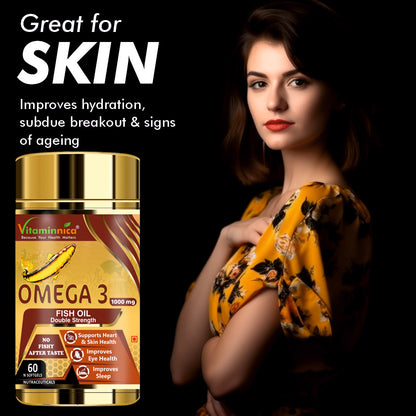 Vitaminnica Omega 3 - Better Heart. Skin, Eye Health & Improves Sleep Cycle- 60 Softgels - Vitaminnica Healthcare