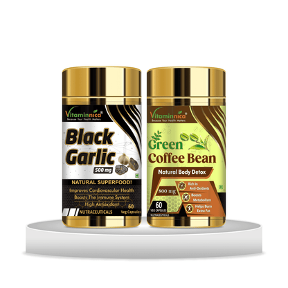 Black Garlic + Green Coffee Bean Combo: Energy and Weight Management - 120 Capsules - vitaminnicahealthcare