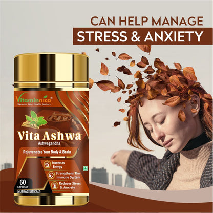 Vitaminnica Vita Ashwa- Ashwagandha 500mg- Rejuvenates your Body- 60 Capsules - Vitaminnica Healthcare