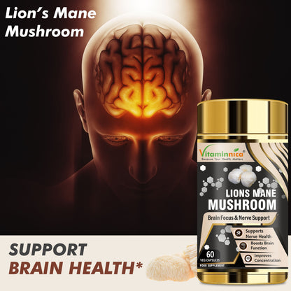 Vitaminnica Lion's Mane Mushroom- 60 Capsules - Vitaminnica Healthcare