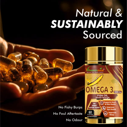 Vitaminnica Omega 3 - Better Heart. Skin, Eye Health & Improves Sleep Cycle- 60 Softgels - Vitaminnica Healthcare