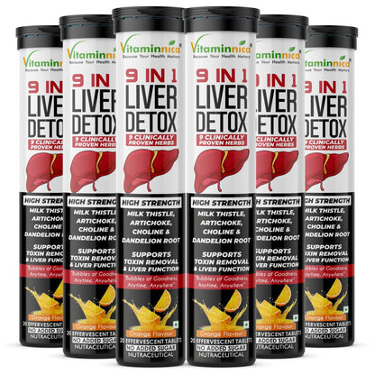 Vitaminnica 9-in-1 Liver Detox Effervescent Tablets – Advanced Liver Cleanse- 20 Effervescent Tablets - Vitaminnica Healthcare