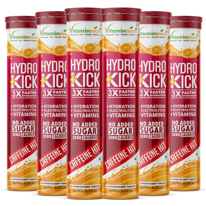 Vitaminnica Hydro Kick- 20 Effervescent Tablets | Hydration + Energy Boost | Electrolytes, Coconut Water, Caffeine & Green Tea | Vitamins & Minerals | Rehydration & Refreshing Energy Drink - Vitaminnica Healthcare