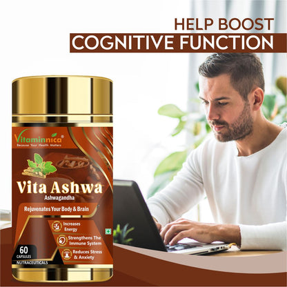 Vitaminnica Vita Ashwa- Ashwagandha 500mg- Rejuvenates your Body- 60 Capsules - Vitaminnica Healthcare
