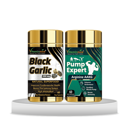 Black Garlic + Pump Expert Combo: Pre-Workout Energy and Performance - 120 Capsules - vitaminnicahealthcare
