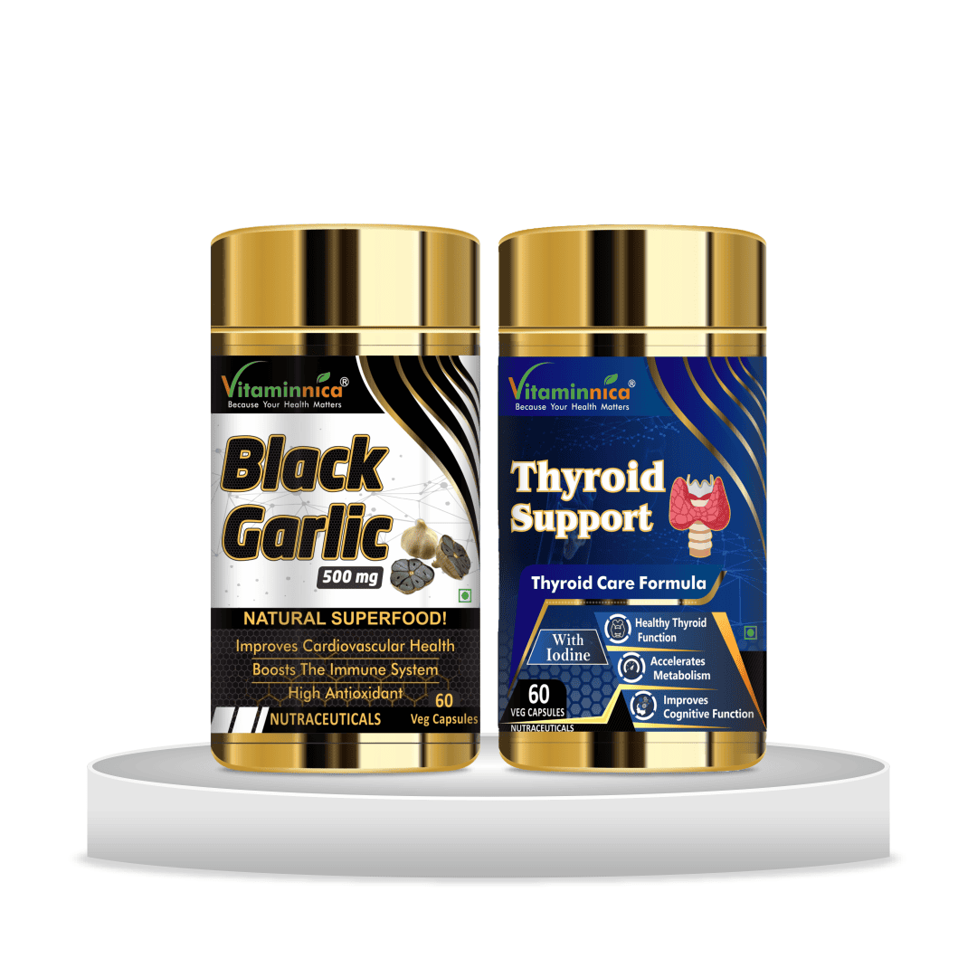 Black Garlic + Thyroid Support Combo: Thyroid Health and Metabolism Support - 120 Capsules - vitaminnicahealthcare