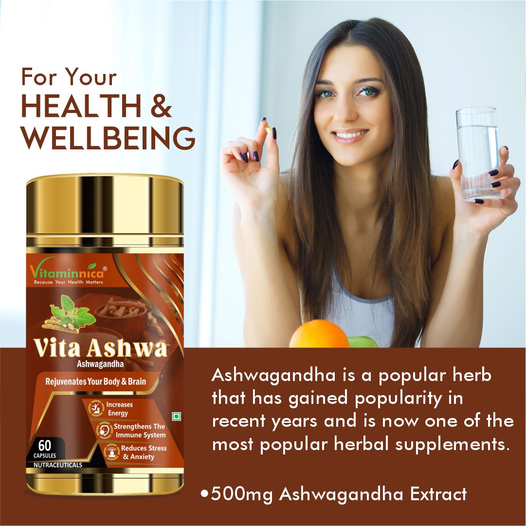 Vitaminnica Vita Ashwa- Ashwagandha 500mg- Rejuvenates your Body- 60 Capsules