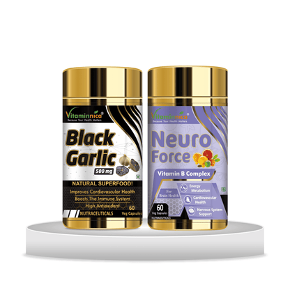 Black Garlic + Neuro Force Combo: Cognitive Function and Mental Focus - 120 Capsules - vitaminnicahealthcare