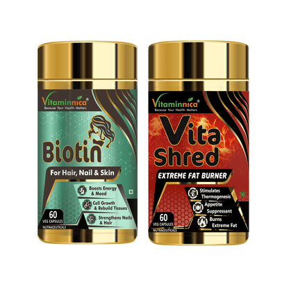 Biotin + Vita Shred Combo: Metabolism Support and Weight Management - 120 Capsules - vitaminnicahealthcare